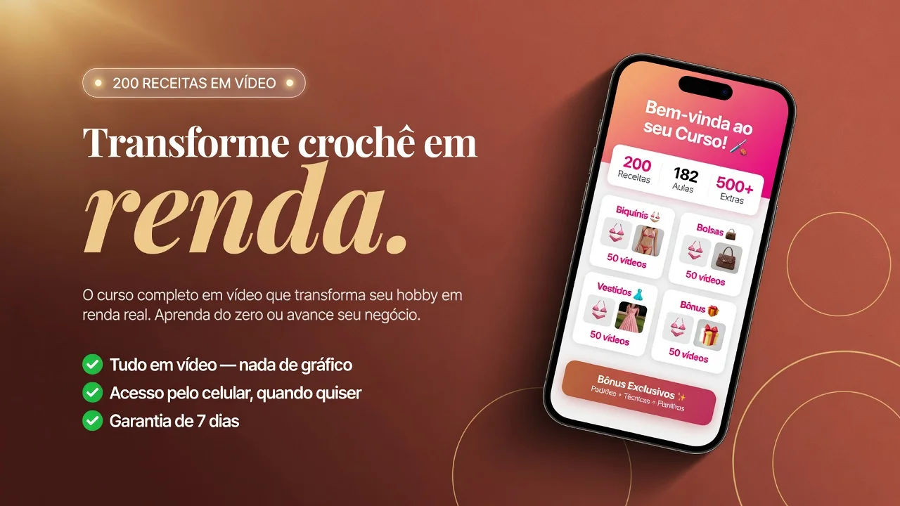 Peças de crochê — biquínis, bolsas, vestidos e cropeds